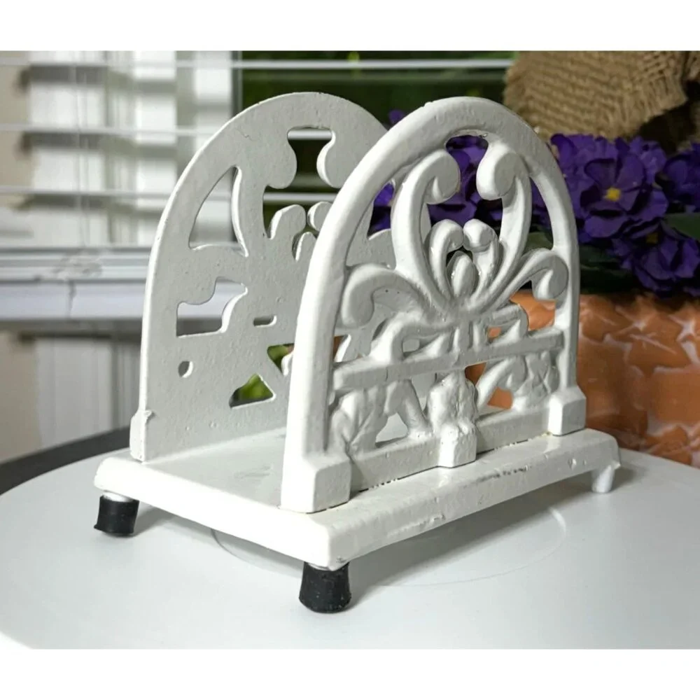 Cast Iron Enamel Napkin Mail Letter Holder Classic Design - Picture 7 of 10